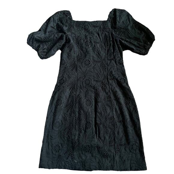 Free People Daniella Eyelet Lace Mini Dress Cottage Boho Prairie Black Size 0 XS - Picture 5 of 11